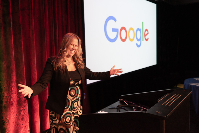 Lori Goldberg on stage at Google in New York
